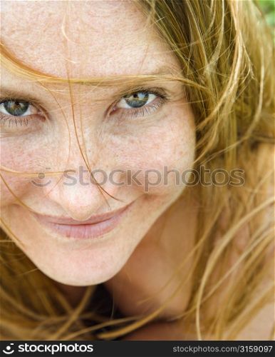 Blonde woman smiling