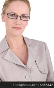 Blonde woman wearing glasses