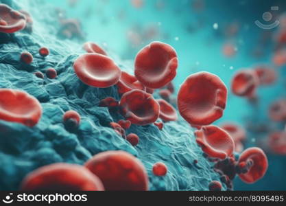 Blood cells macro view. Biology science. Generate Ai. Blood cells macro view. Generate Ai