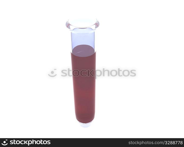 blood in test tube. 3d