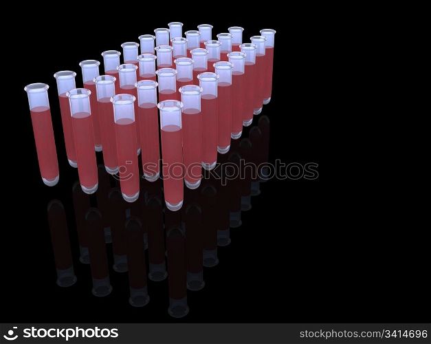 blood in test tube. 3d