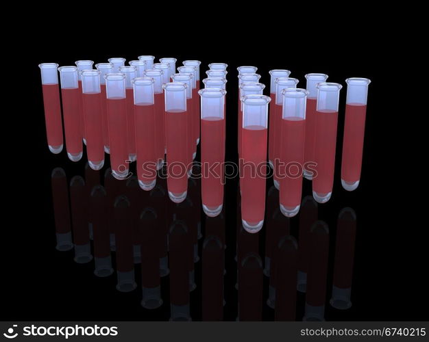 blood in test tube. 3d