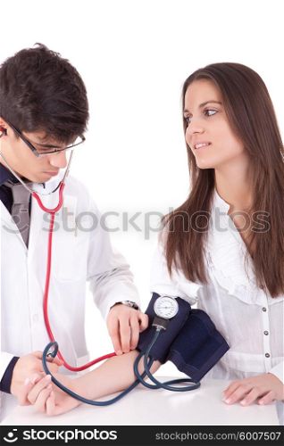Blood pressure measuring. Doctor and patient. Health care.