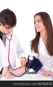 Blood pressure measuring. Doctor and patient. Health care.