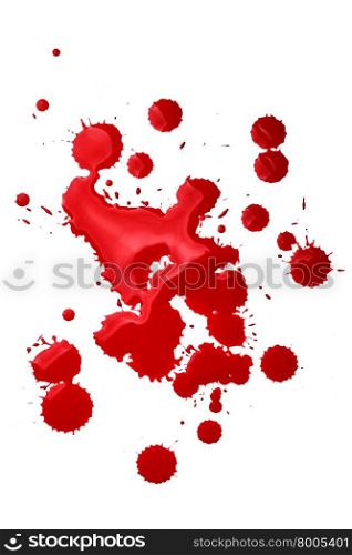 Blood splatters isolated over the white background