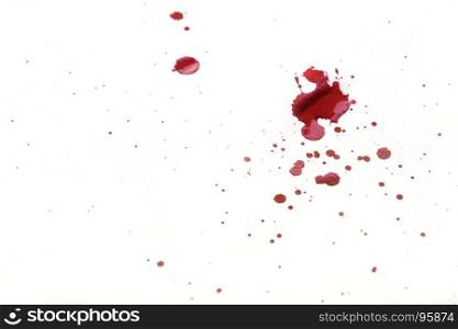 Blood splatters on white background