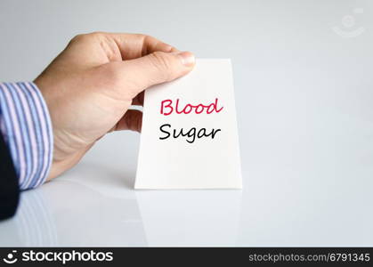 Blood sugar text concept isolated over white background