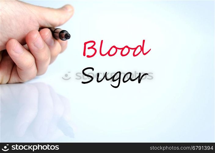 Blood sugar text concept isolated over white background