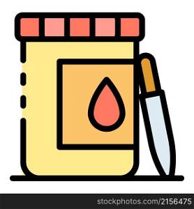 Blood test jar icon. Outline blood test jar vector icon color flat isolated. Blood test jar icon color outline vector