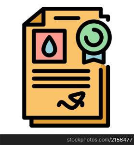 Blood test paper icon. Outline blood test paper vector icon color flat isolated. Blood test paper icon color outline vector
