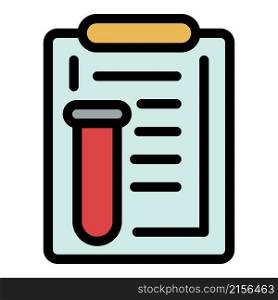 Blood test result icon. Outline blood test result vector icon color flat isolated. Blood test result icon color outline vector