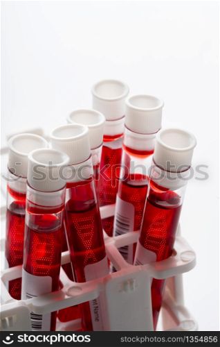 Blood test sample with DNA icon for COVID 19 virus