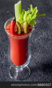 Bloody Mary cocktail garnished with celery stick