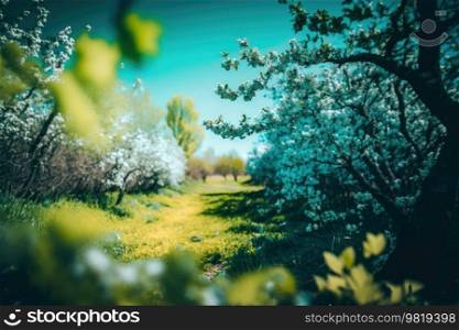 Bloom Spring natural background. Illustration AI Generative