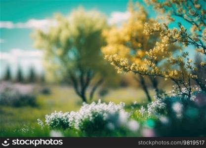 Bloom Spring natural background. Illustration AI Generative