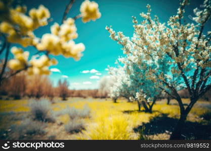 Bloom Spring natural background. Illustration AI Generative