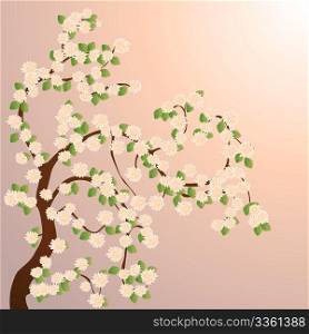 Blooming tree illustration, foliage background