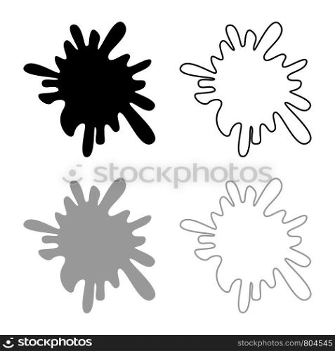 Blot Ink spot Paint splash icon outline set black grey color vector illustration flat style simple image