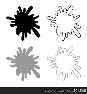 Blot Ink spot Paint splash icon outline set black grey color vector illustration flat style simple image