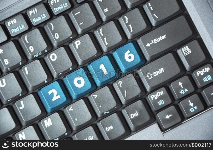 Blue 2016 key on keyboard