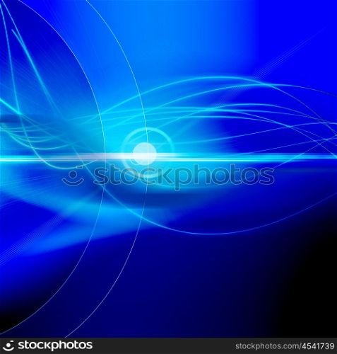 Blue abstract background with luminous stripes