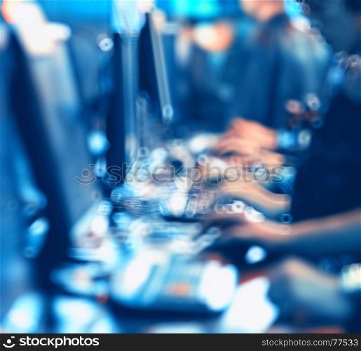 Blue abstract computer gamer bokeh backdrop