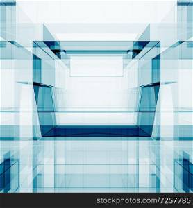 Blue abstract design. Concept view background 3D rendering. Blue abstract design 3D rendering