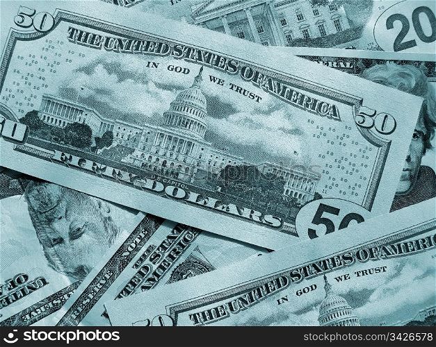 blue abstract money background from new dollars usa