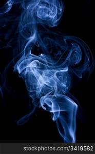 blue abstract smoke on the black background