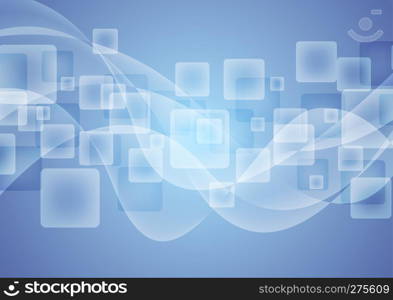 Blue abstract squares and waves graphic background. Blue abstract squares and waves background