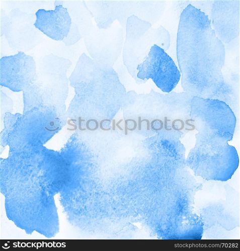 Blue abstract watercolor background with stains