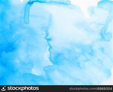 Blue abstract watercolor brush background. Hand painted illustration.
