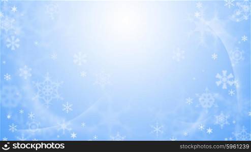 Blue abstract winter background with snow
