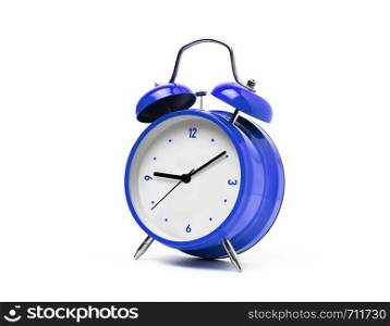Blue alarm clock isolated on white background