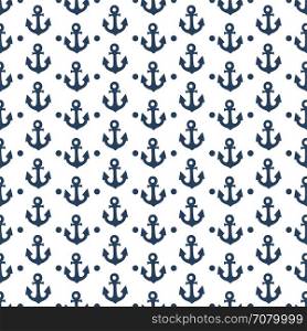 Blue anchor and dots seamless pattern. Blue anchor and dots seamless pattern. Vector illustration