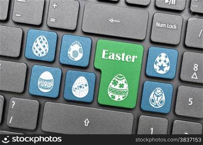 Blue and green easter egg on keyboard