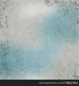 blue and grey textured abstract background with floral elements