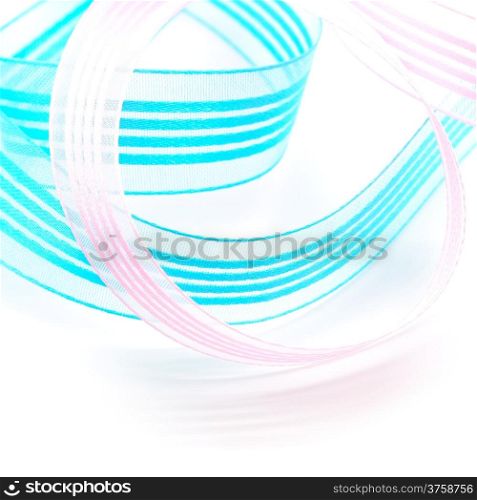 Blue and pink ribbon, isolated on a white background