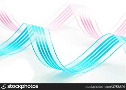 Blue and pink ribbon, isolated on a white background