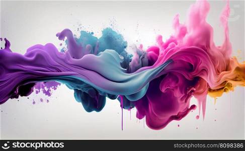 Blue and red paint splash isolated on white background. Generative ai illustration. . Blue and red paint splash isolated on white background. Generative ai. 