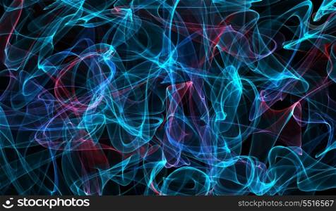 Blue and red smoke on black background