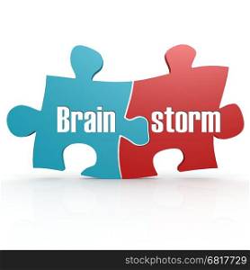 Blue and red with brainstorm puzzle, 3D rendering&#xA;