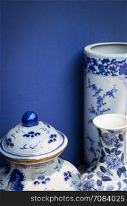 Blue And White Antique Style Ceramic Vase, stock photo