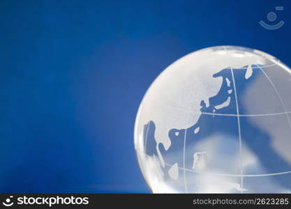 Blue and white globe