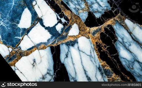 Blue and white marble with golden veins background. Generative AI.. Blue and white marble with golden veins background. Generative AI