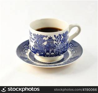 blue and white vintage coffee cup