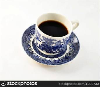 blue and white vintage coffee cup