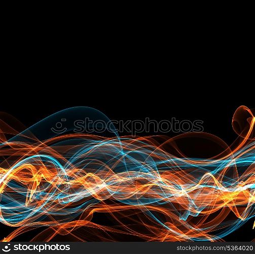 Blue and yellow mixed lines - abstract fire frame with copyspace