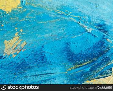 Blue and yellow paint abstract background texture