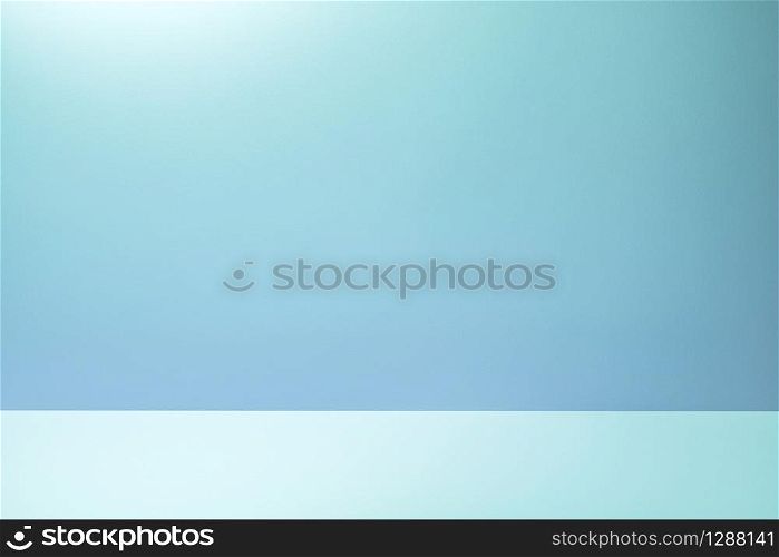 Blue background for product placement or as a design template with wall angle in a full frame view